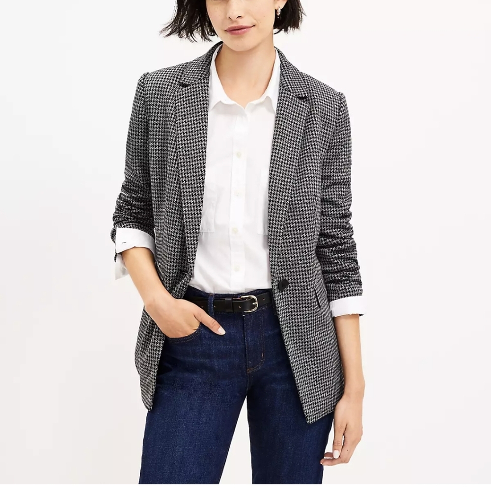 Women's Black and White Houndstooth Blazer S .MP NWT